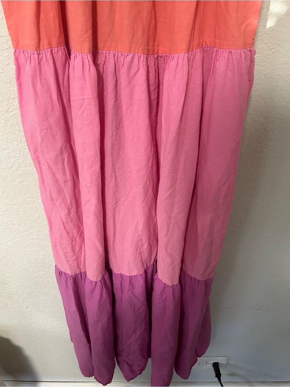 Vibrant Terra & Sky Coral, Pink and Magenta Tiered Maxi Dress Size 0X - Picture 5 of 11